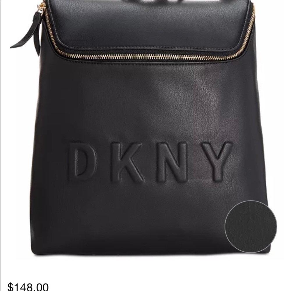 DKNY Bucket Backpack Leather Navy